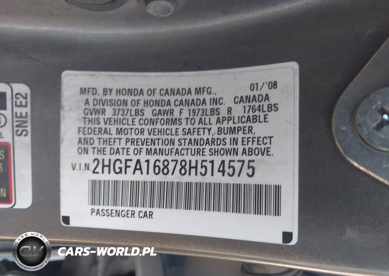 2008 Honda Civic Ex VIN:2HGFA16878H514575 - 9