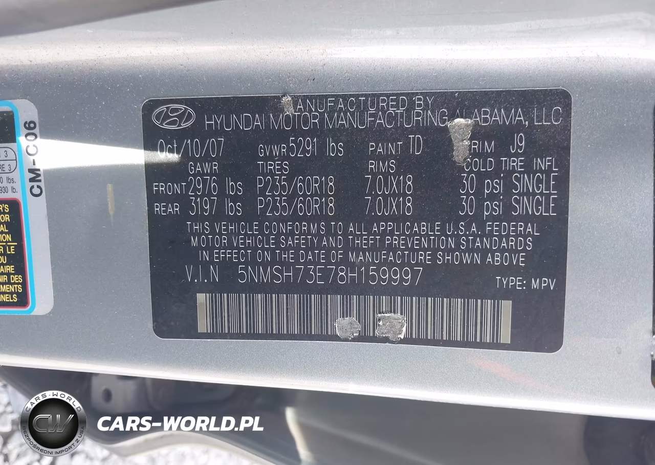 2008 Hyundai Santa Fe Limited-Se VIN:5NMSH73E78H159997 - 9