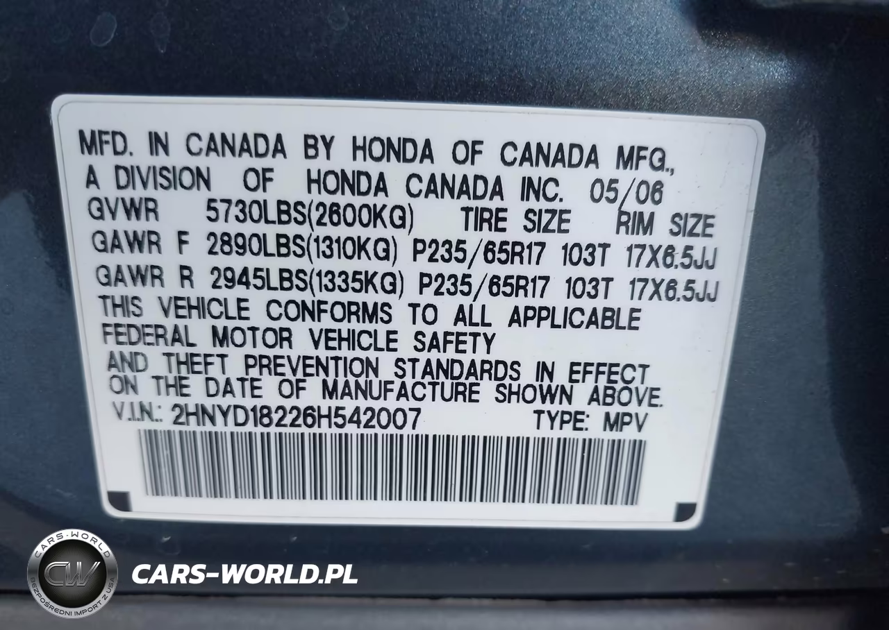 2006 Acura Mdx VIN:2HNYD18226H542007 - 9