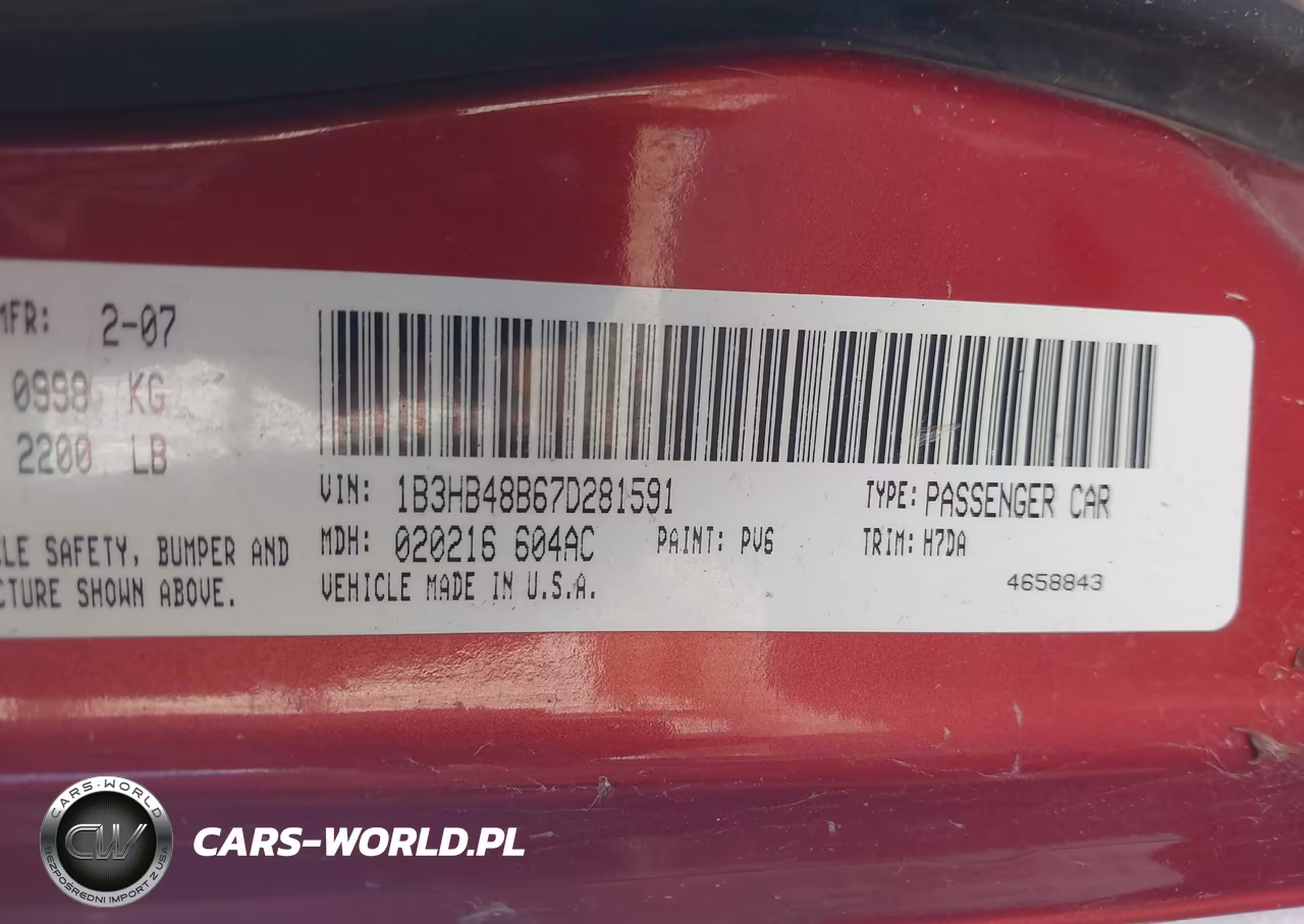 2007 Dodge Caliber Sxt VIN:1B3HB48B67D281591 - 9