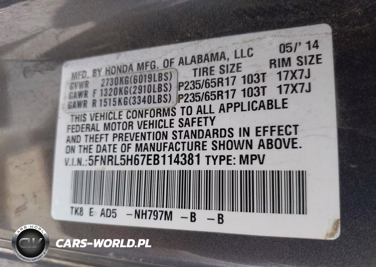 2014 Honda Odyssey Ex-L VIN:5FNRL5H67EB114381 - 9