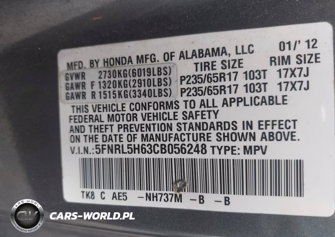 2012 Honda Odyssey Ex-L VIN:5FNRL5H63CB056248 - 9