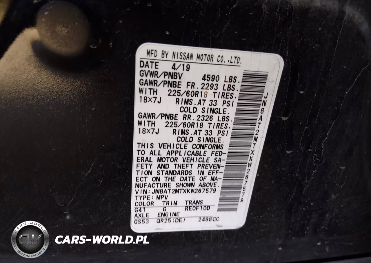 2019 Nissan Rogue Sv VIN:JN8AT2MTXKW267579 - 9