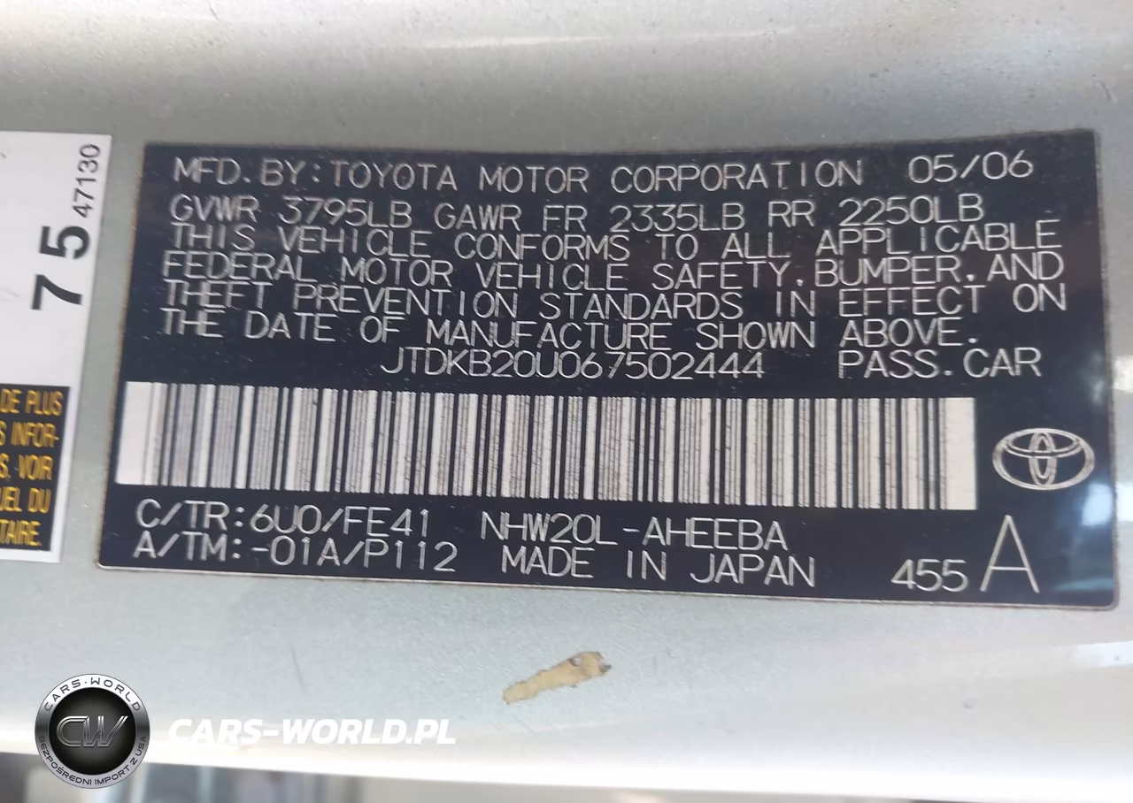 2006 Toyota Prius VIN:JTDKB20U067502444 - 9