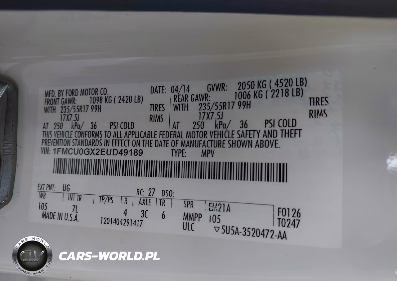 2014 Ford Escape Se VIN:1FMCU0GX2EUD49189 - 9