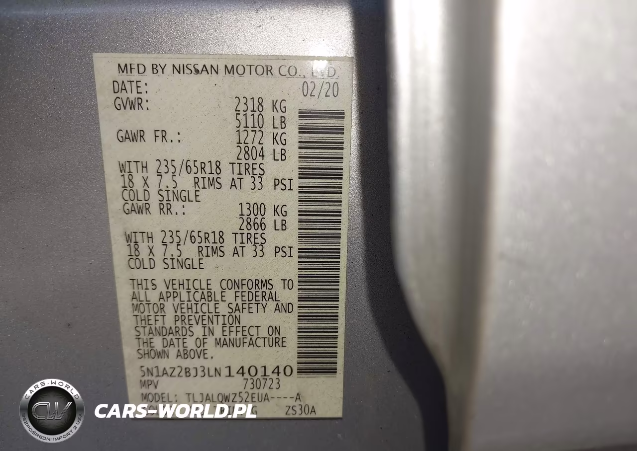 2020 Nissan Murano Sv Fwd VIN:5N1AZ2BJ3LN140140 - 9