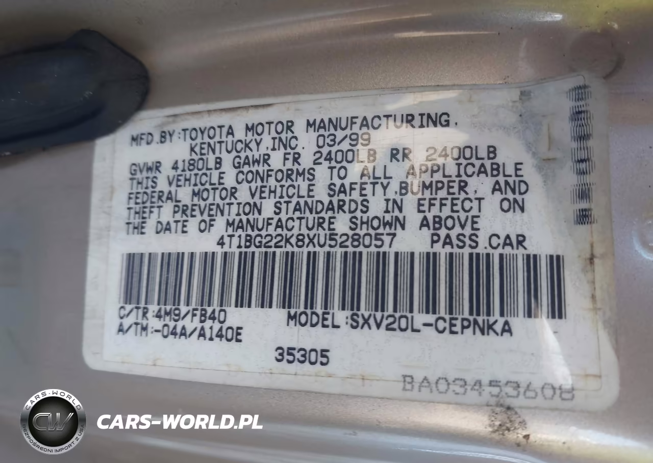 1999 Toyota Camry Le VIN:4T1BG22K8XU528057 - 9