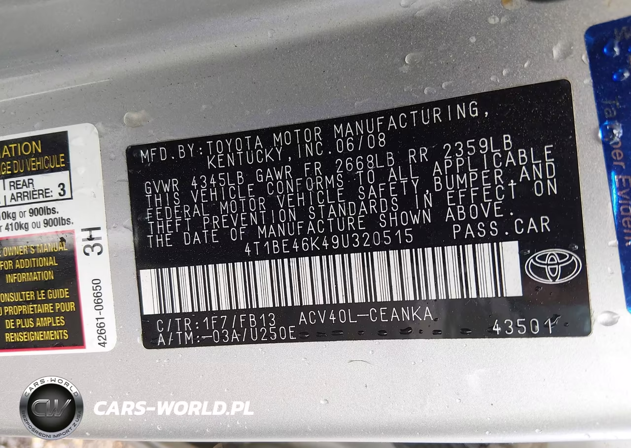 2009 Toyota Camry Le VIN:4T1BE46K49U320515 - 9