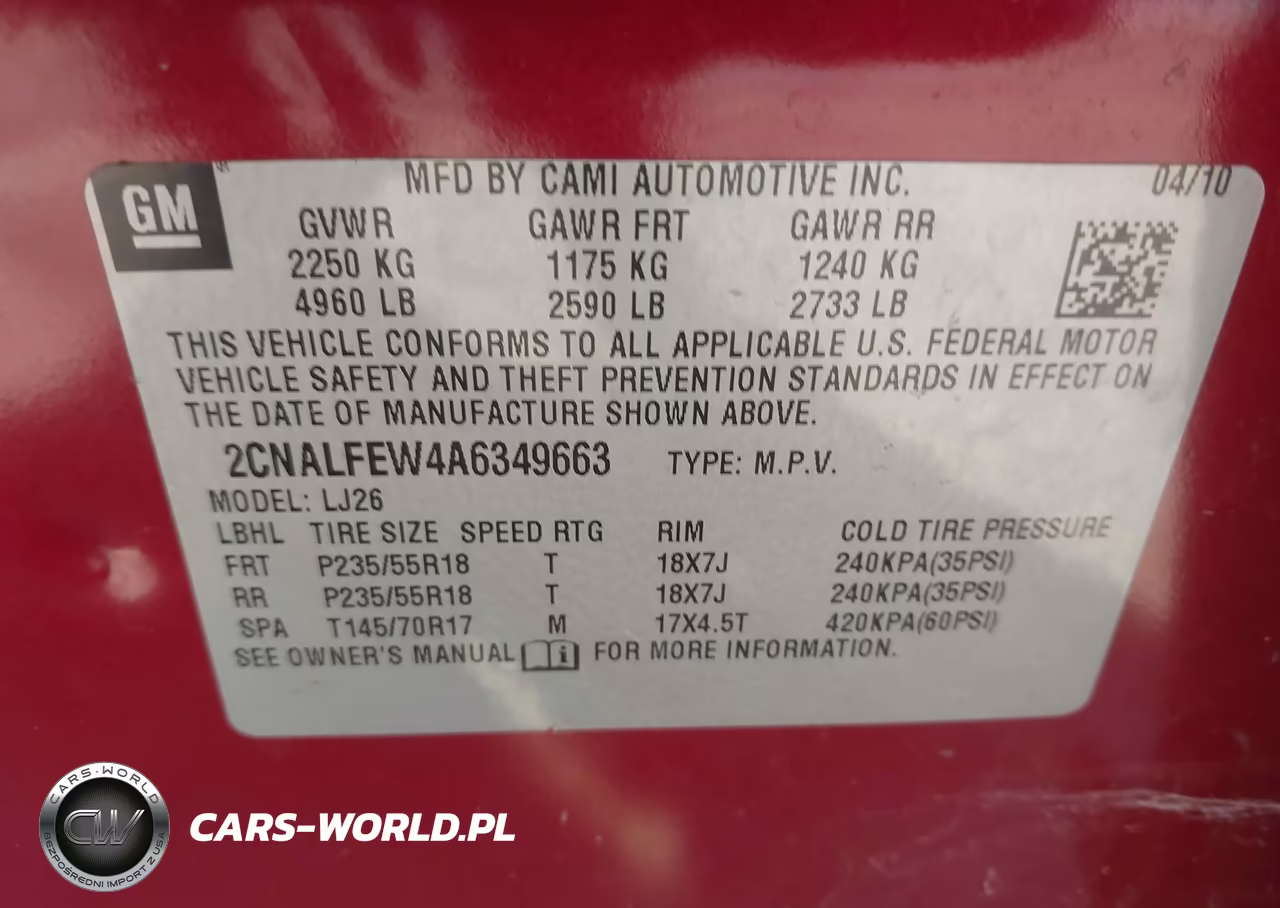 2010 Chevrolet Equinox Ltz VIN:2CNALFEW4A6349663 - 9