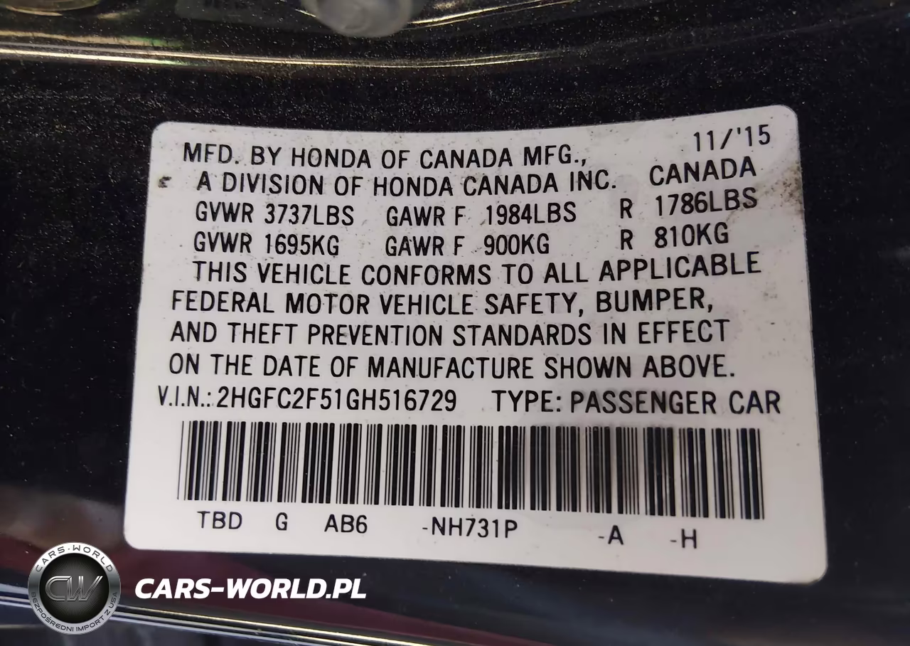 2016 Honda Civic Lx VIN:2HGFC2F51GH516729 - 9