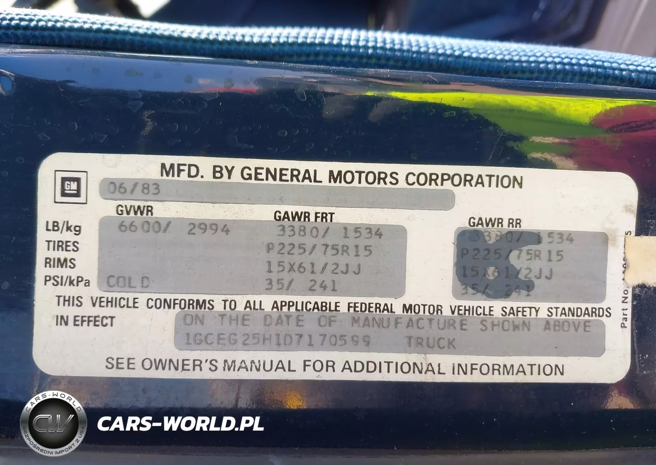 1983 Chevy G20 VIN:1GCEG25H1D7170599 - 9