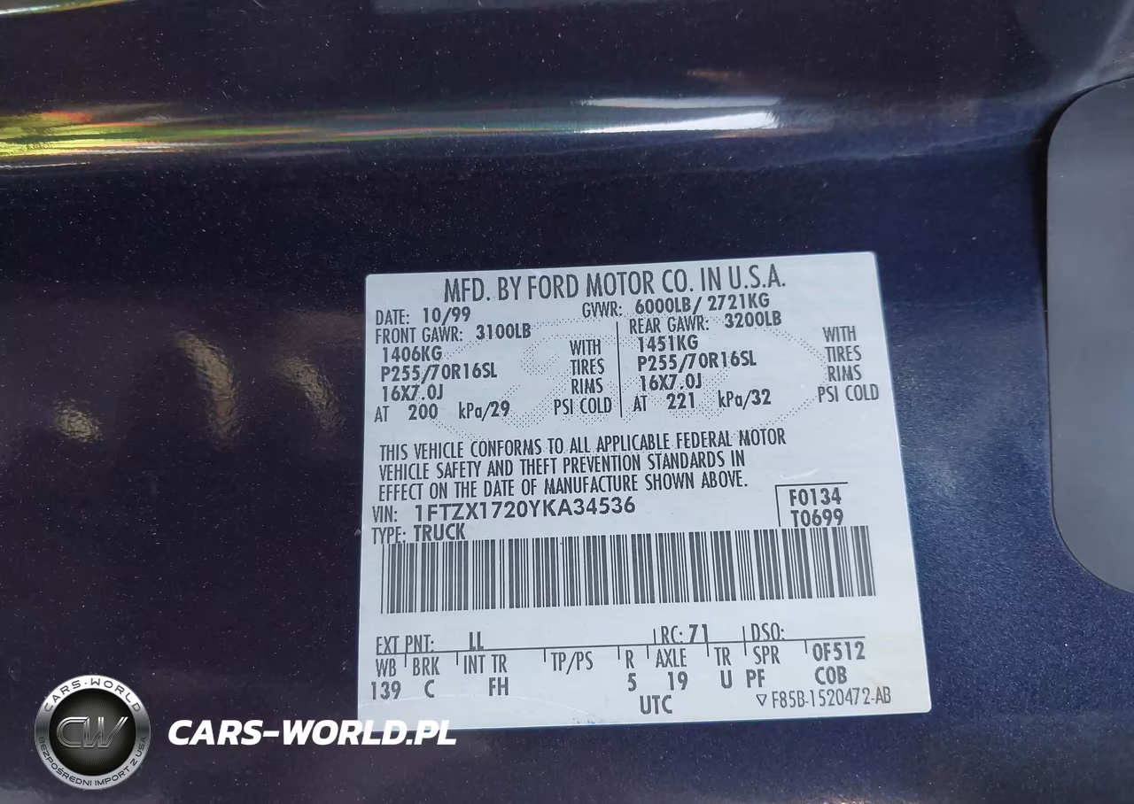 2000 Ford F-150 Work Series-Xl-Xlt VIN:1FTZX1720YKA34536 - 9