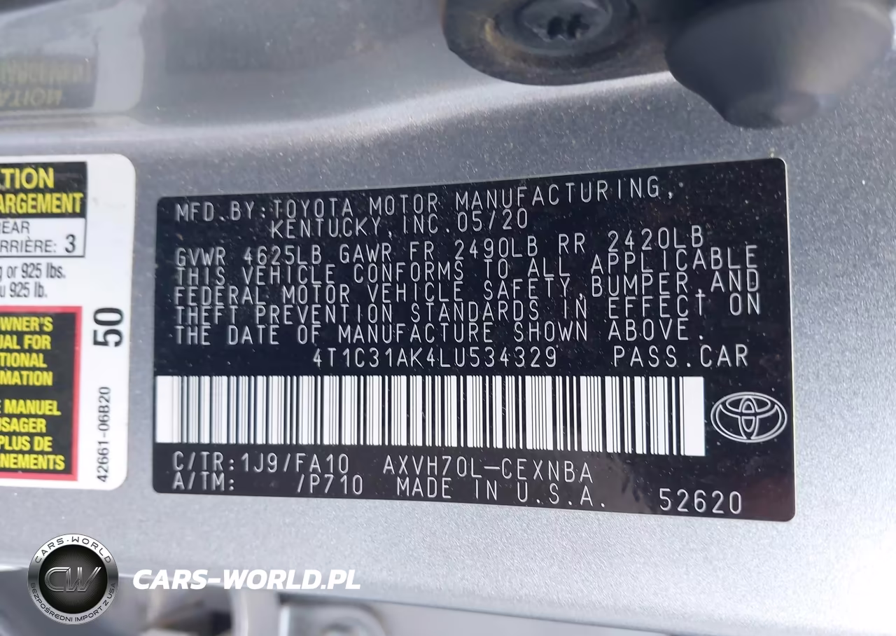 2020 Toyota Camry Le Hybrid VIN:4T1C31AK4LU534329 - 9