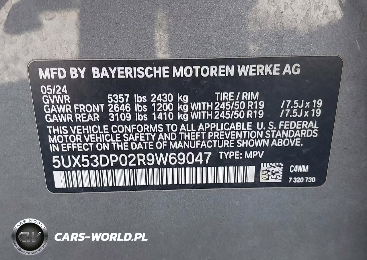 2024 BMW X3 xDrive30I VIN:5UX53DP02R9W69047 - 9