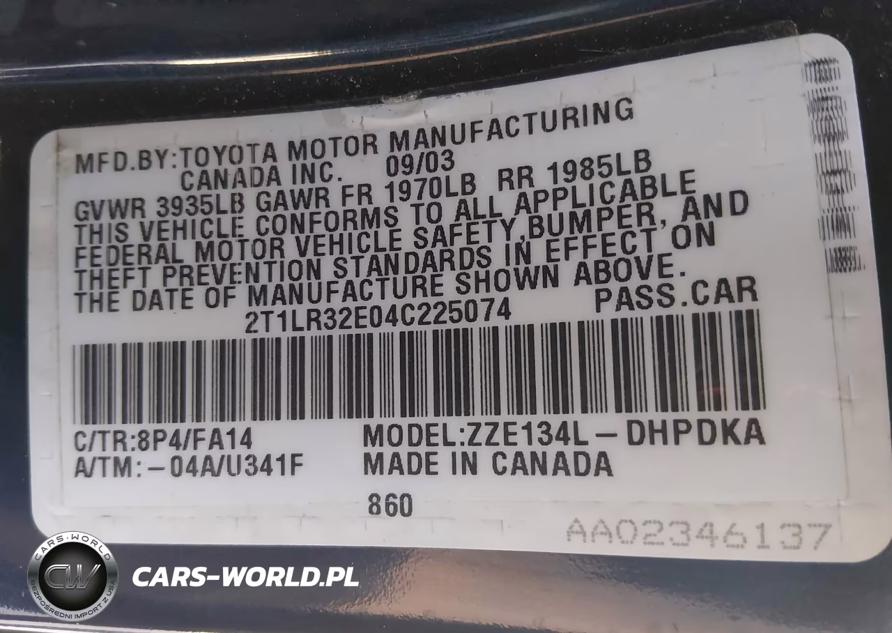 2004 Toyota Matrix Standard VIN:2T1LR32E04C225074 - 9