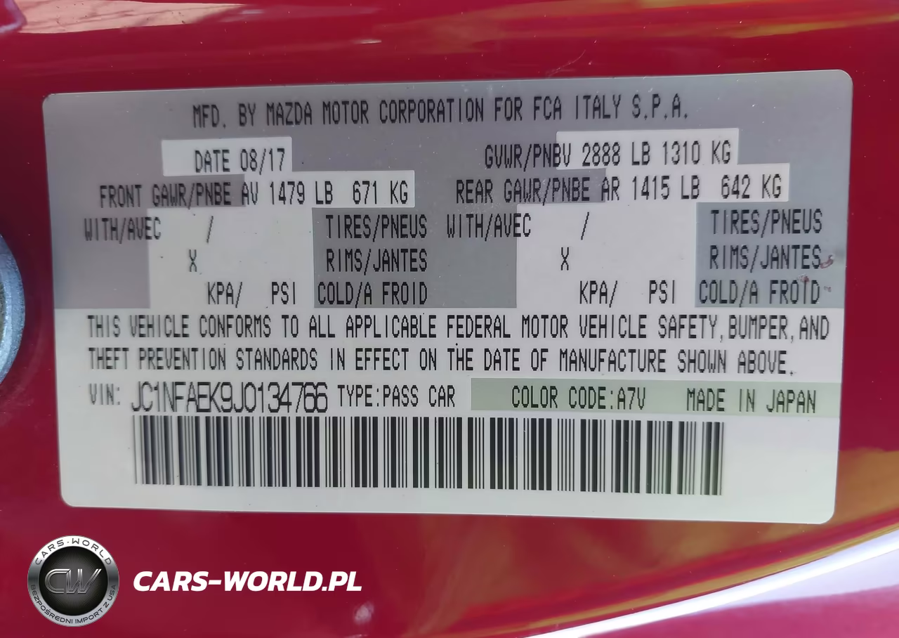 2018 Fiat 124 Spider Lusso VIN:JC1NFAEK9J0134766 - 9