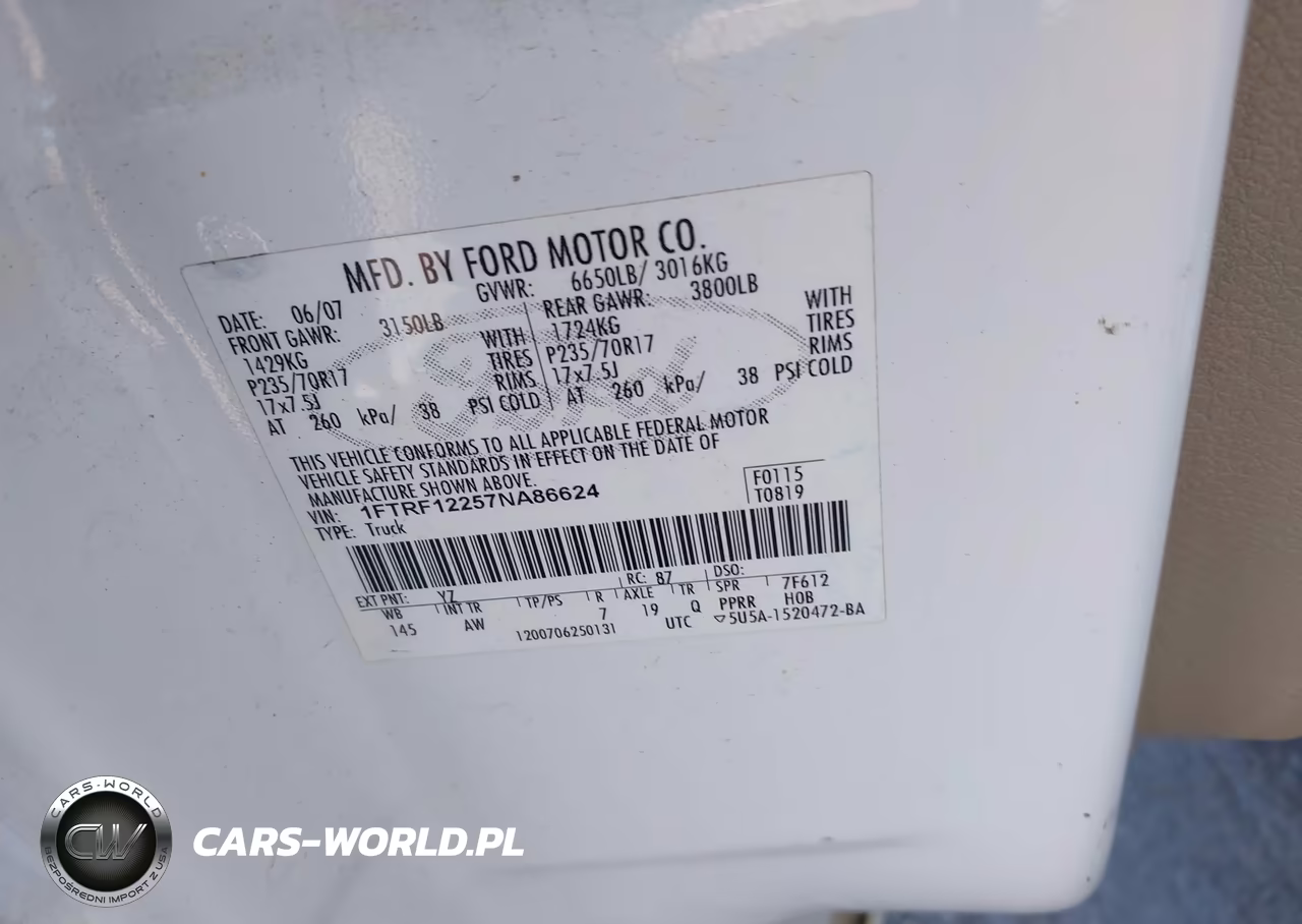 2007 Ford F-150 Stx-Xl-Xlt VIN:1FTRF12257NA86624 - 9