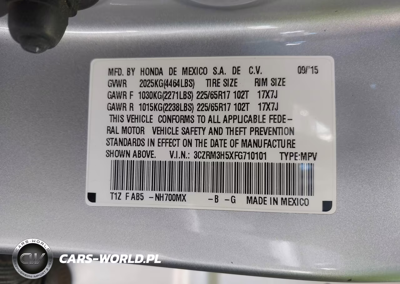 2015 Honda Cr-V Ex VIN:3CZRM3H5XFG710101 - 9