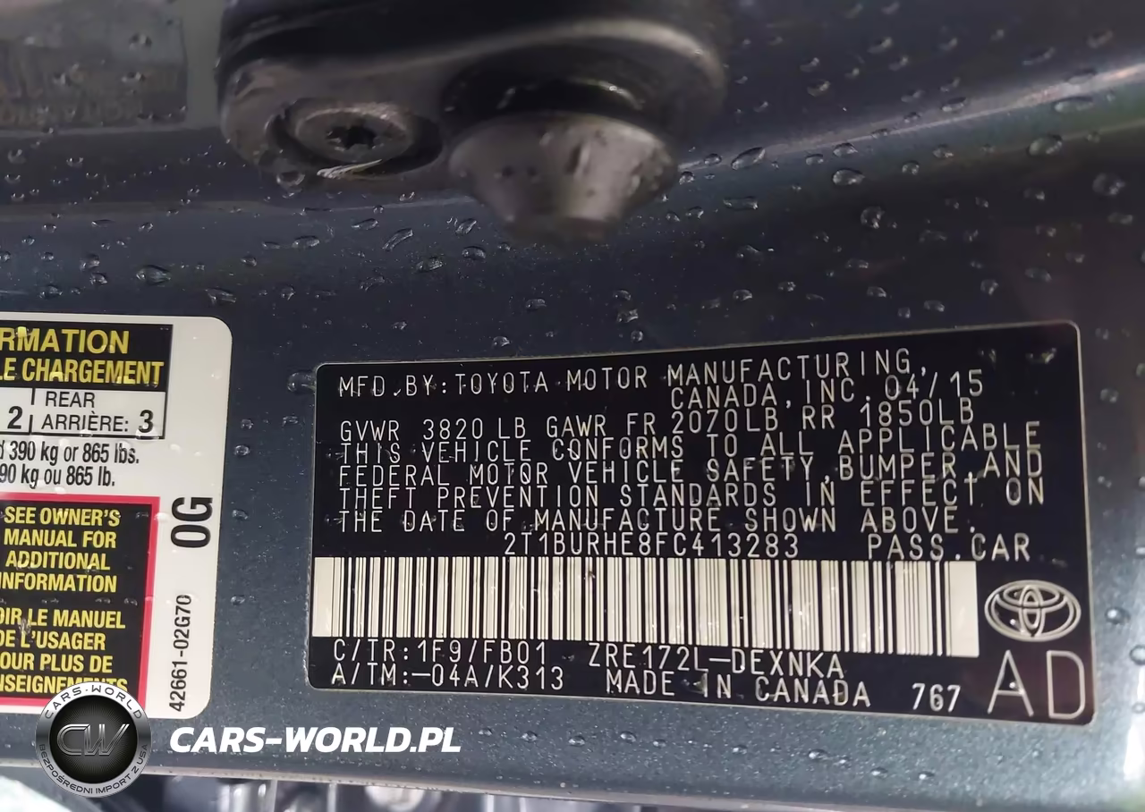 2015 Toyota Corolla Le VIN:2T1BURHE8FC413283 - 9