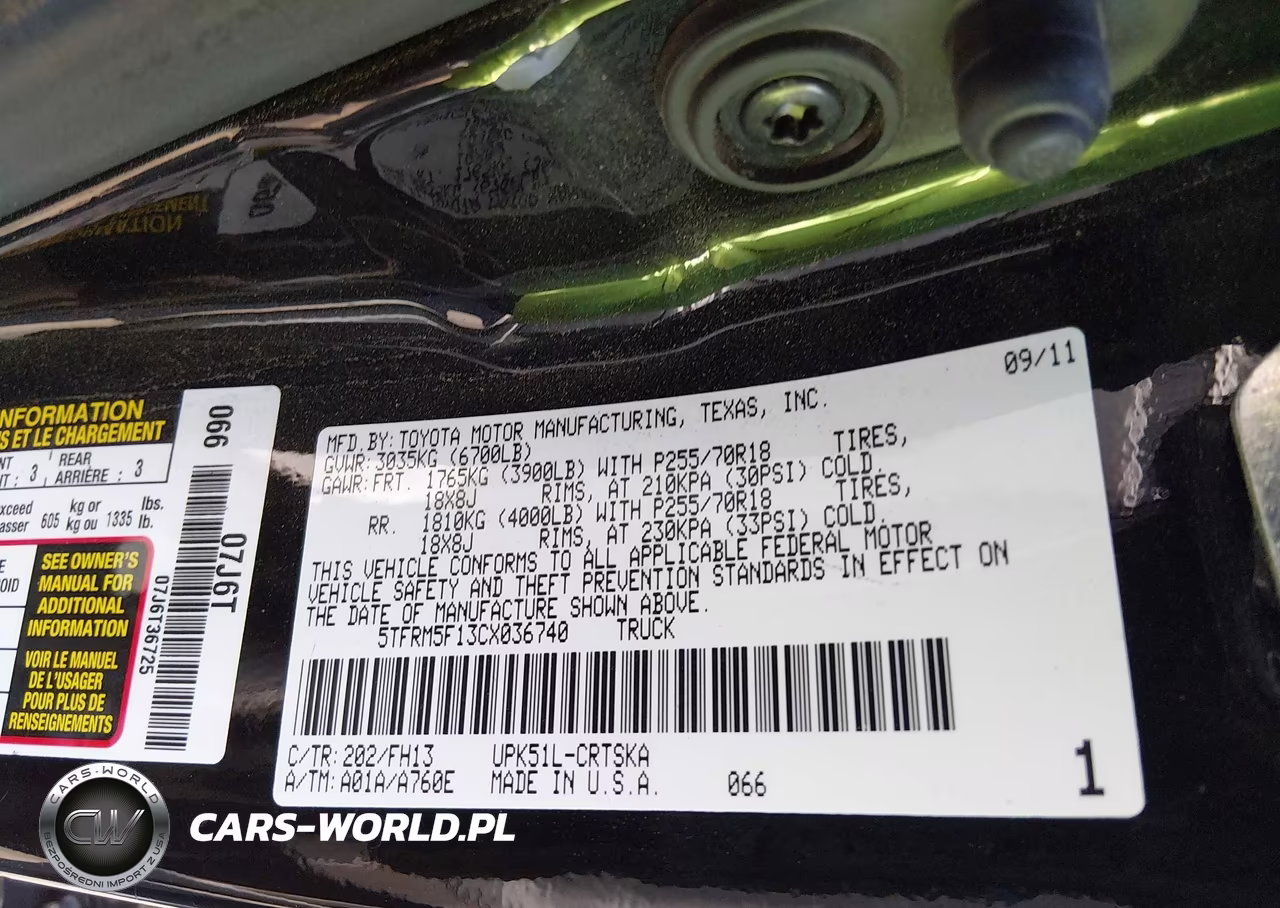 2012 Toyota Tundra Grade 4.6L V8 VIN:5TFRM5F13CX036740 - 9