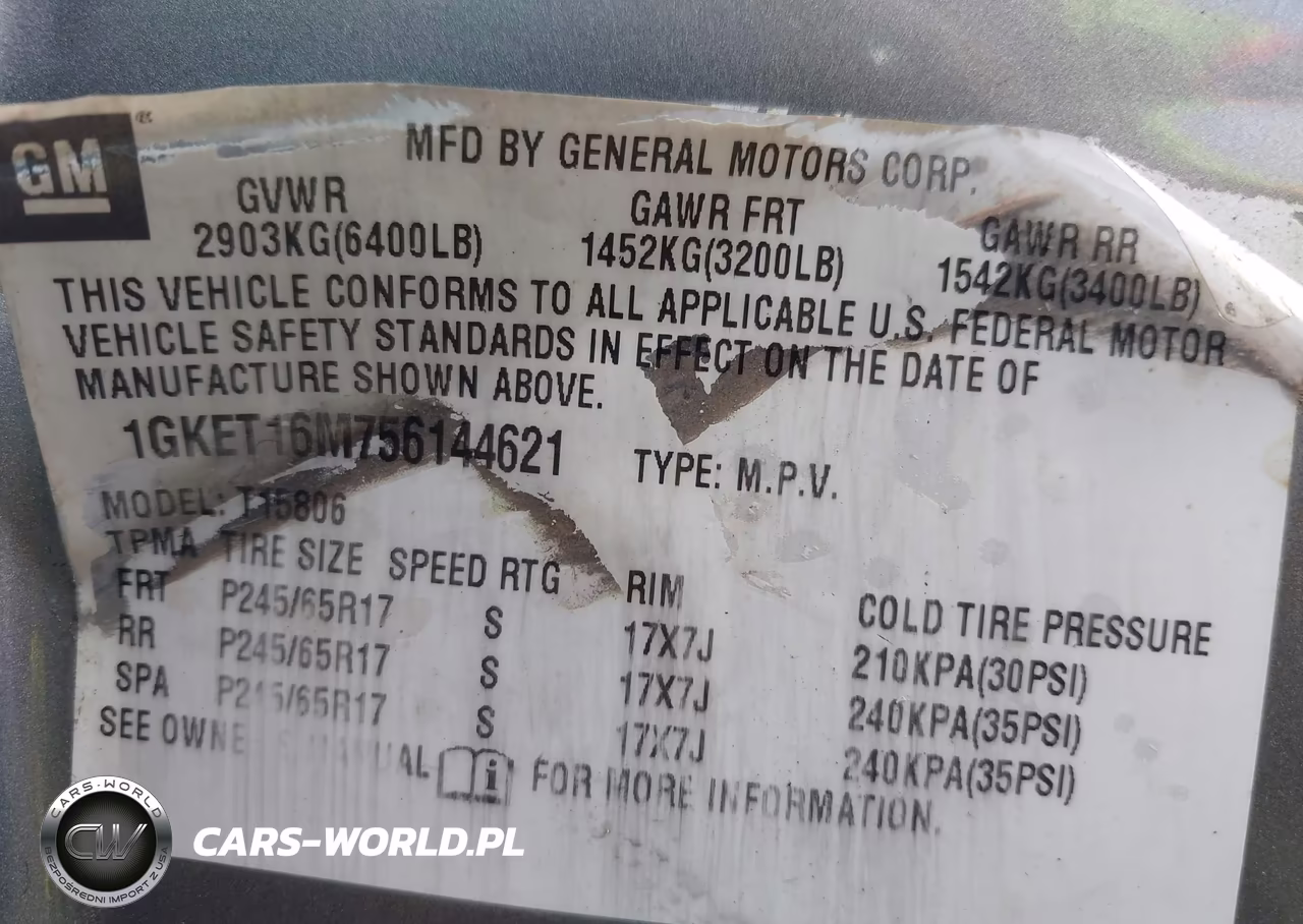 2005 GMC Envoy Xl Slt VIN:1GKET16M756144621 - 16