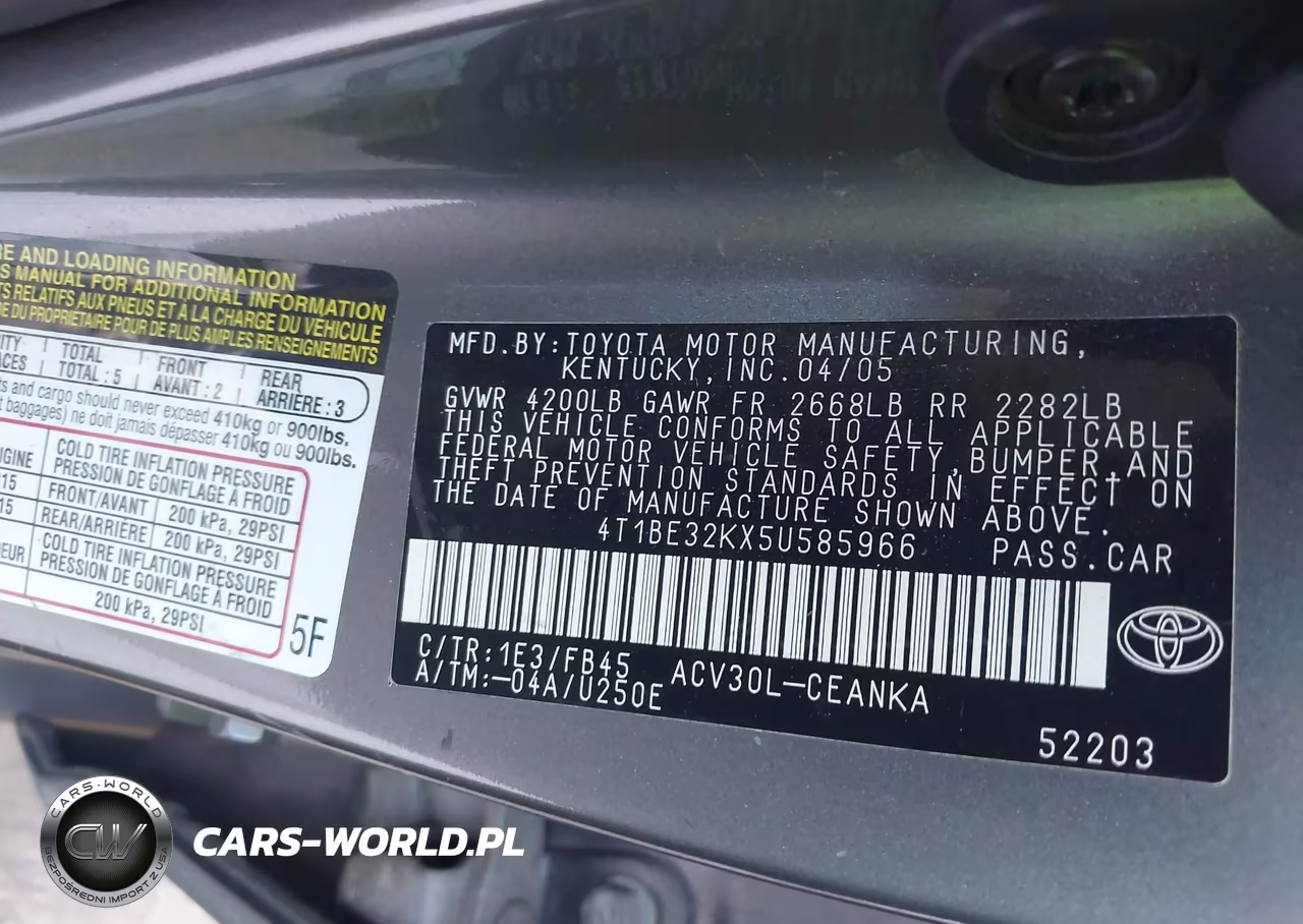 2005 Toyota Camry Le VIN:4T1BE32KX5U585966 - 9