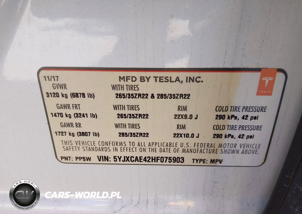 2017 Tesla Model X P100D VIN:5YJXCAE42HF075903 - 9