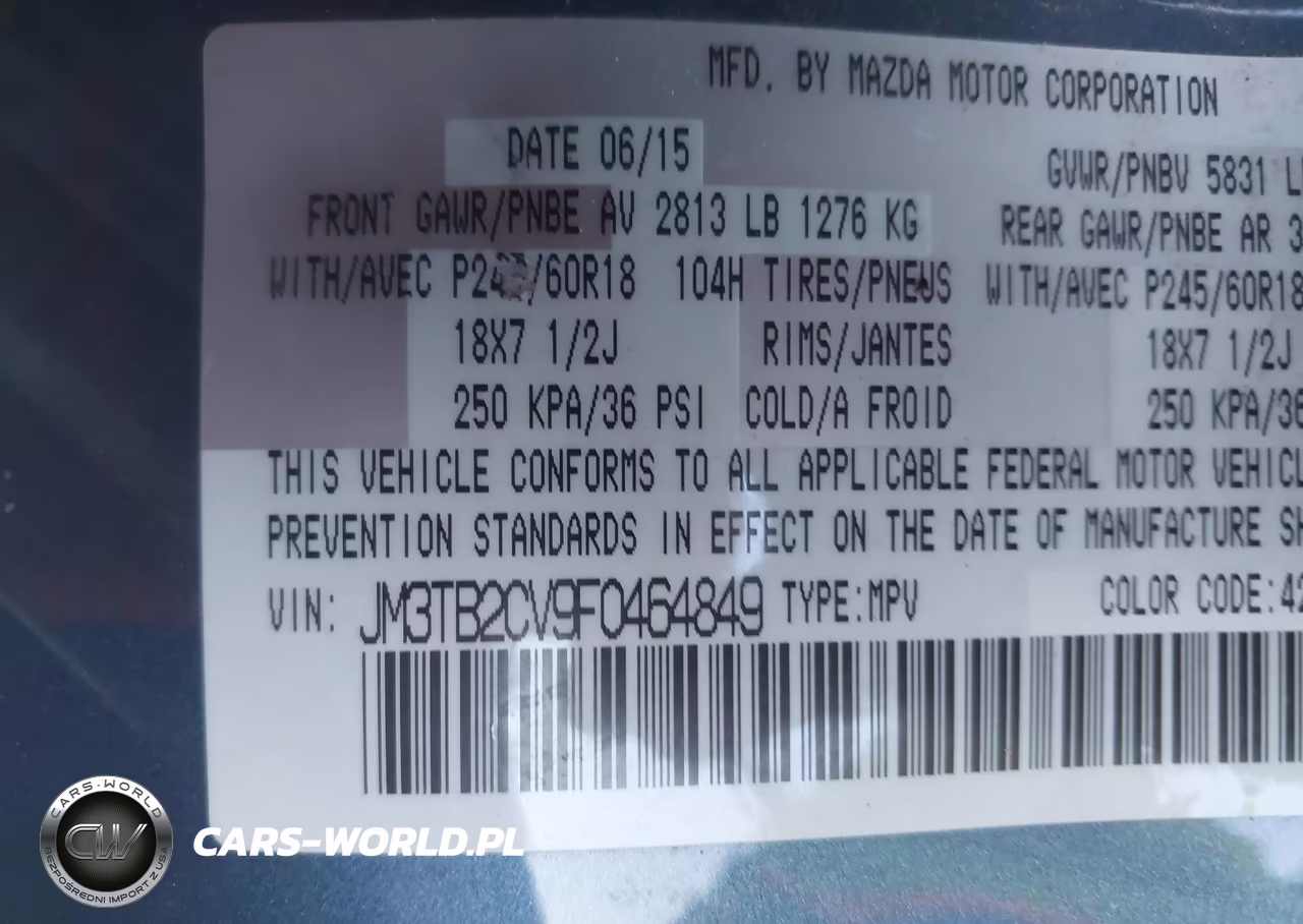 2015 Mazda Cx-9 Touring VIN:JM3TB2CV9F0464849 - 9