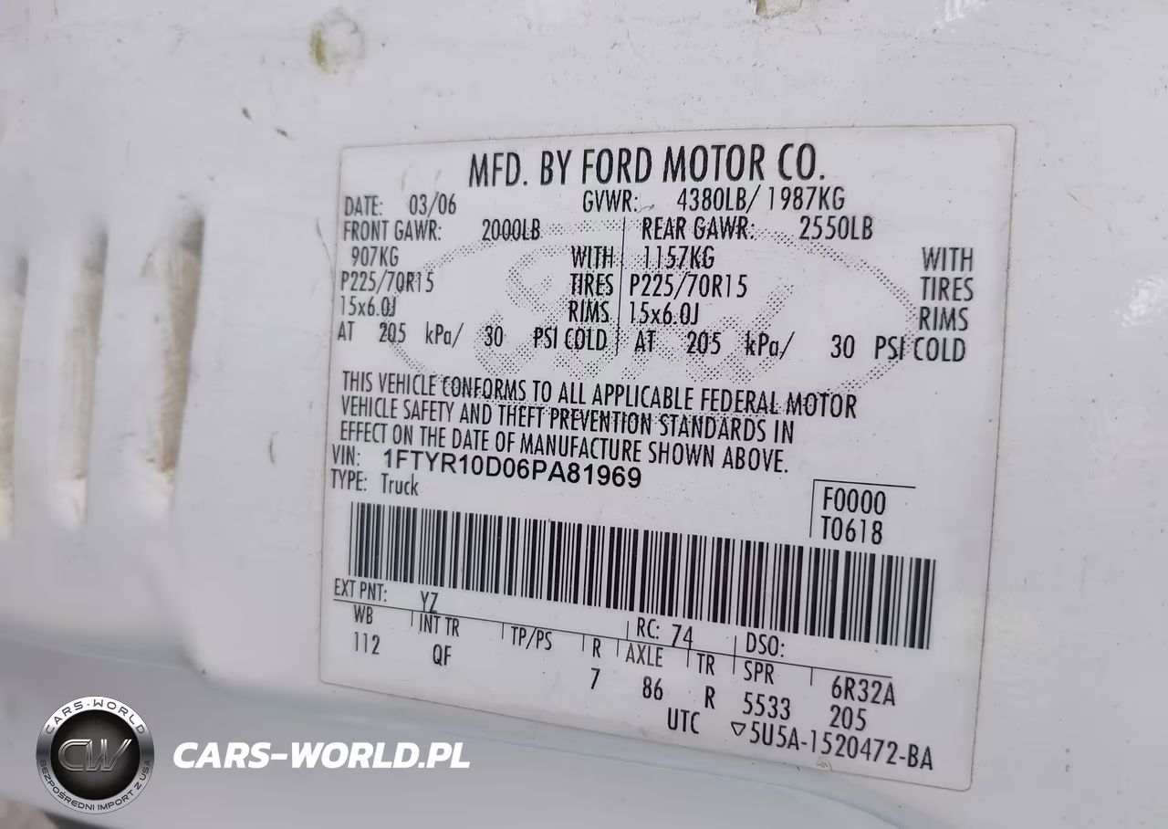 2006 Ford Ranger Xl-Xlt VIN:1FTYR10D06PA81969 - 9