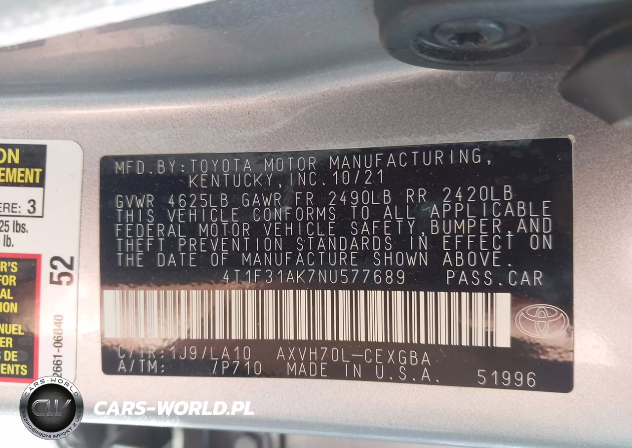 2022 Toyota Camry Xle Hybrid VIN:4T1F31AK7NU577689 - 9
