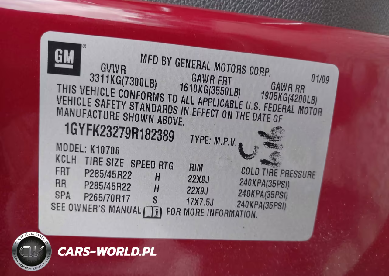 2009 Cadillac Escalade Standard VIN:1GYFK23279R182389 - 9