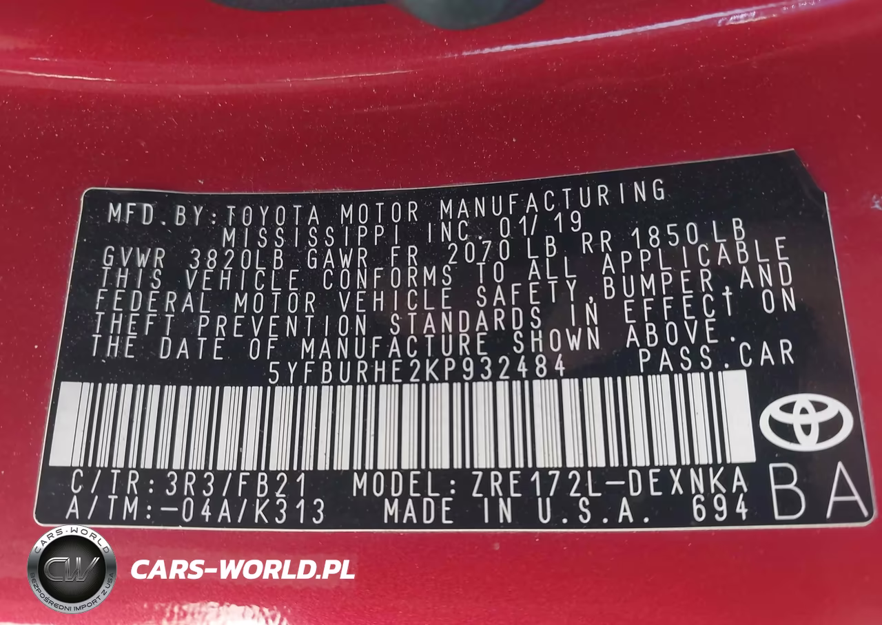2019 Toyota Corolla Le VIN:5YFBURHE2KP932484 - 9