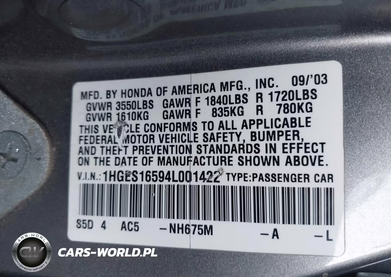 2004 Honda Civic Lx VIN:1HGES16594L001422 - 9