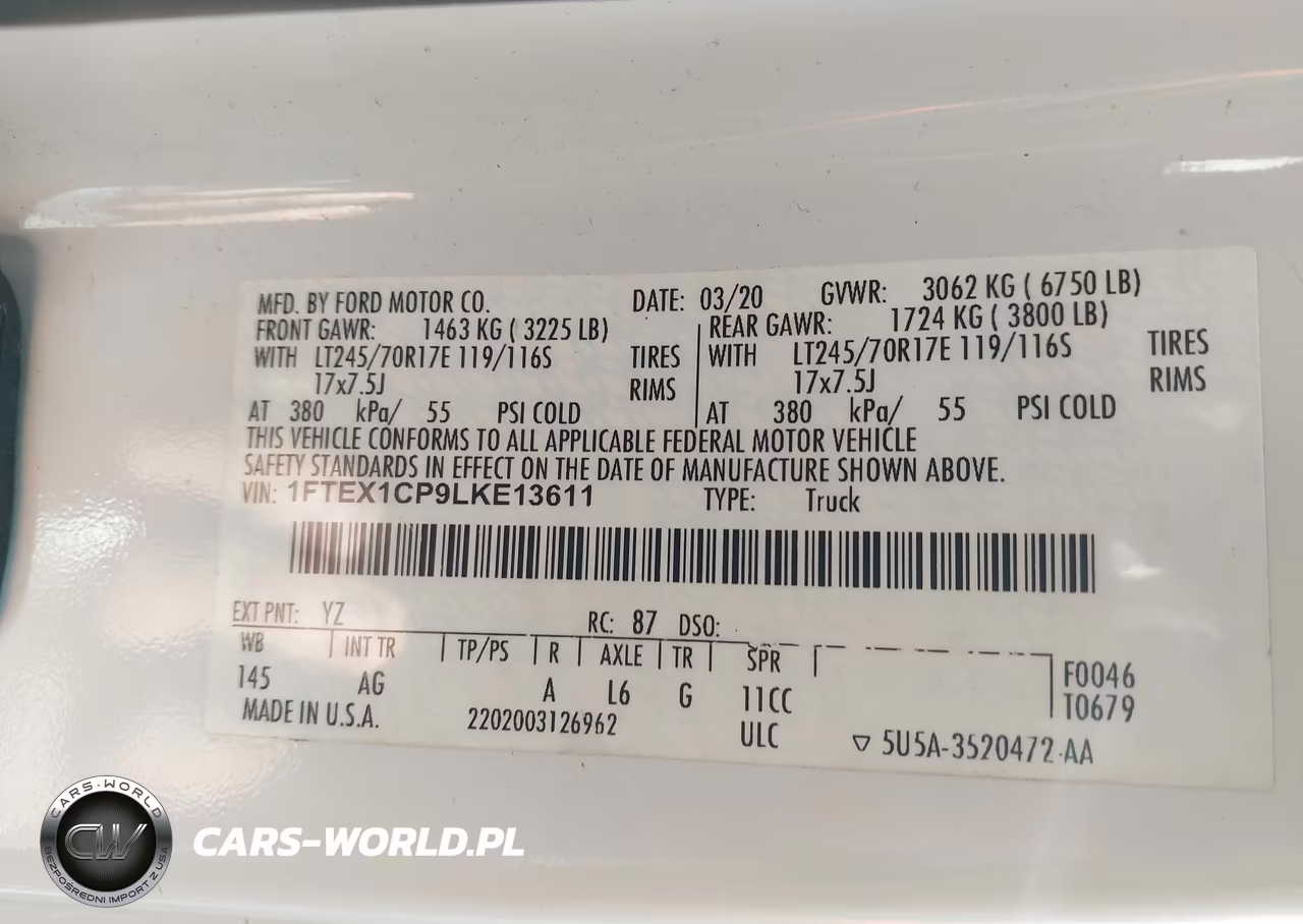 2020 Ford F-150 Xl VIN:1FTEX1CP9LKE13611 - 9