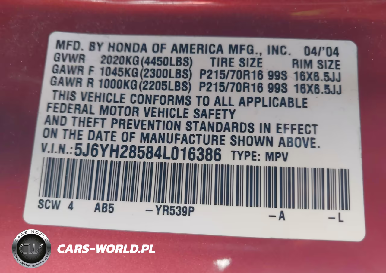 2004 Honda Element Ex VIN:5J6YH28584L016386 - 9