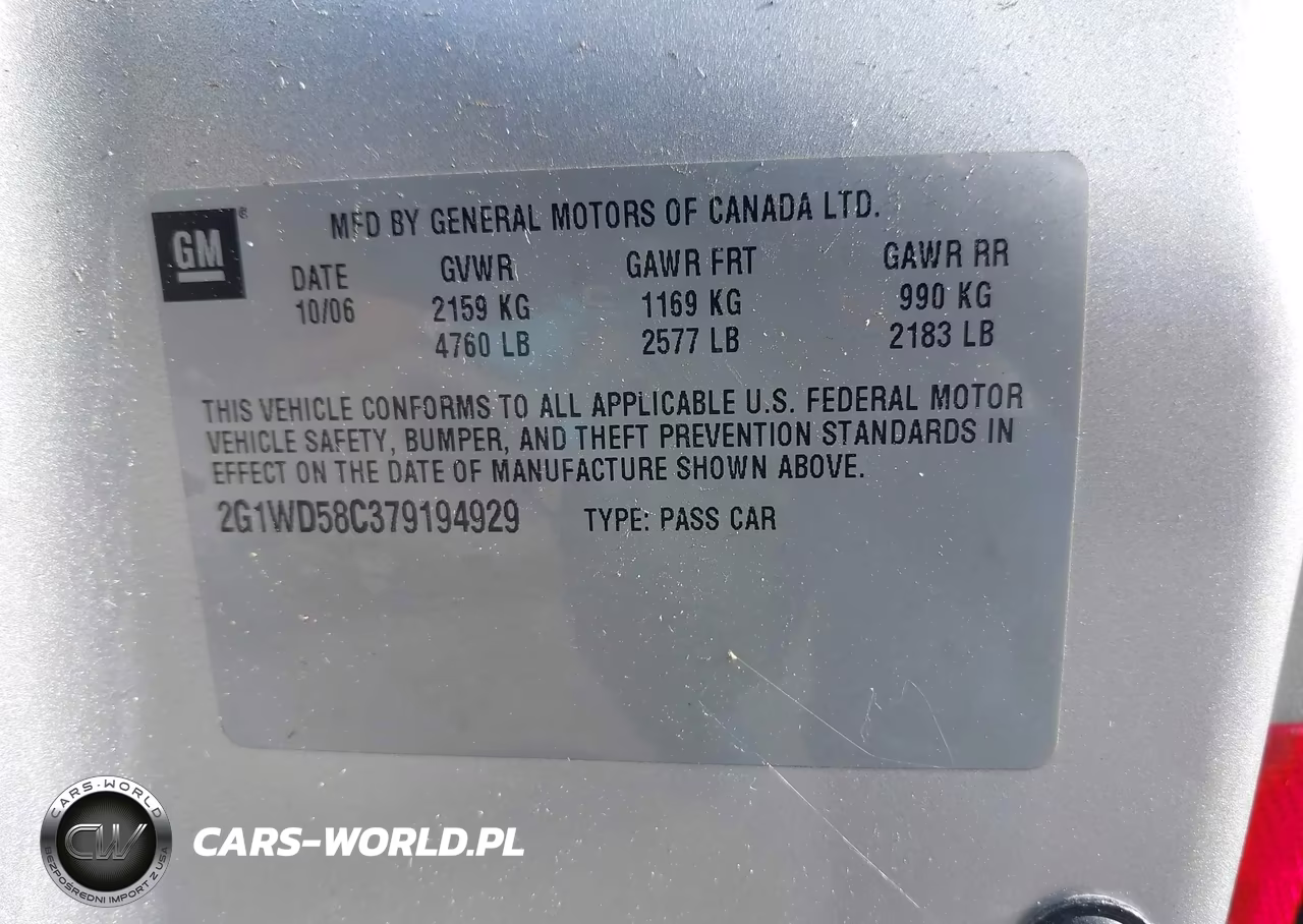 2007 Chevrolet Impala Ss VIN:2G1WD58C379194929 - 9