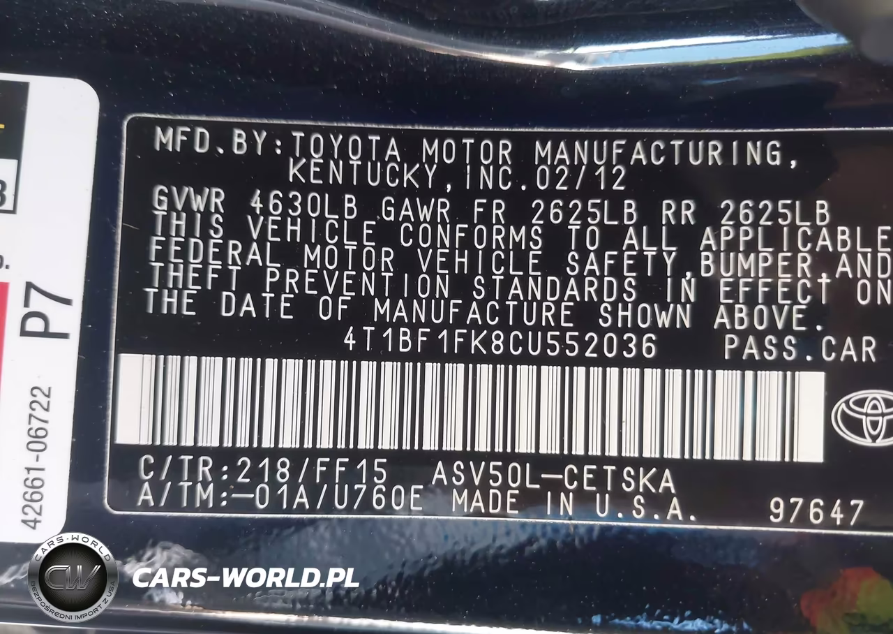 2012 Toyota Camry Se VIN:4T1BF1FK8CU552036 - 9