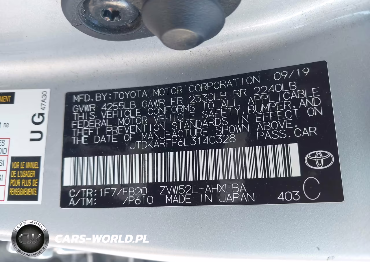 2020 Toyota Prius Prime Le VIN:JTDKARFP6L3140328 - 9
