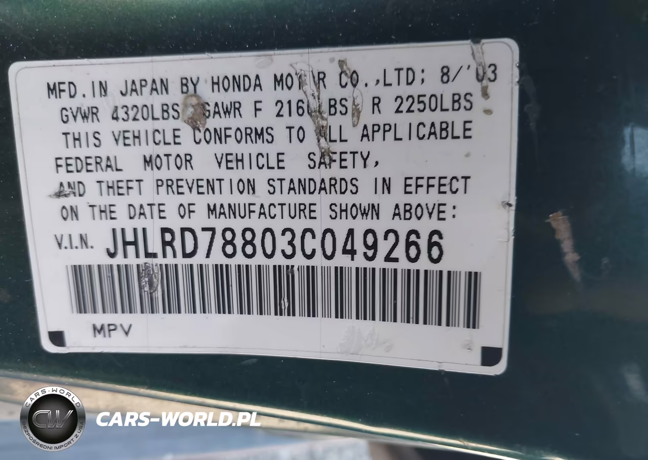 2003 Honda Cr-V Ex VIN:JHLRD78803C049266 - 9