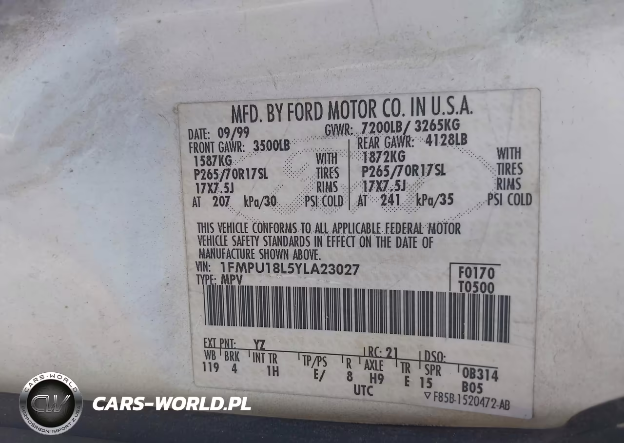 2000 Ford Expedition Eddie Bauer VIN:1FMPU18L5YLA23027 - 9