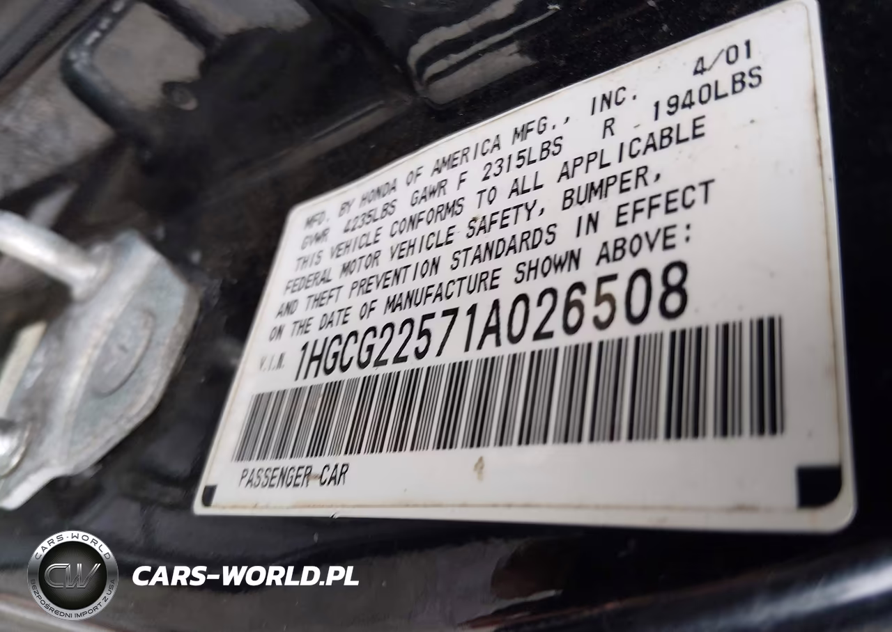 2001 Honda Accord 3.0 Ex VIN:1HGCG22571A026508 - 9
