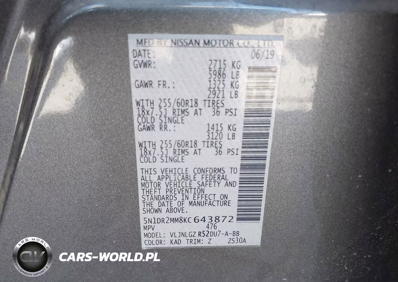 2019 Nissan Pathfinder Sl VIN:5N1DR2MM8KC643872 - 9