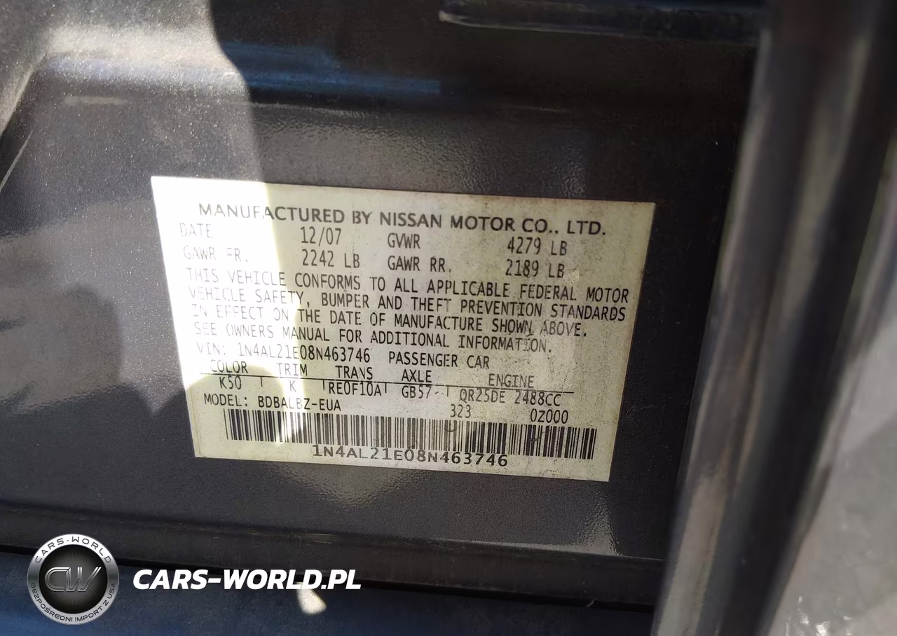 2008 Nissan Altima 2.5 S VIN:1N4AL21E08N463746 - 9
