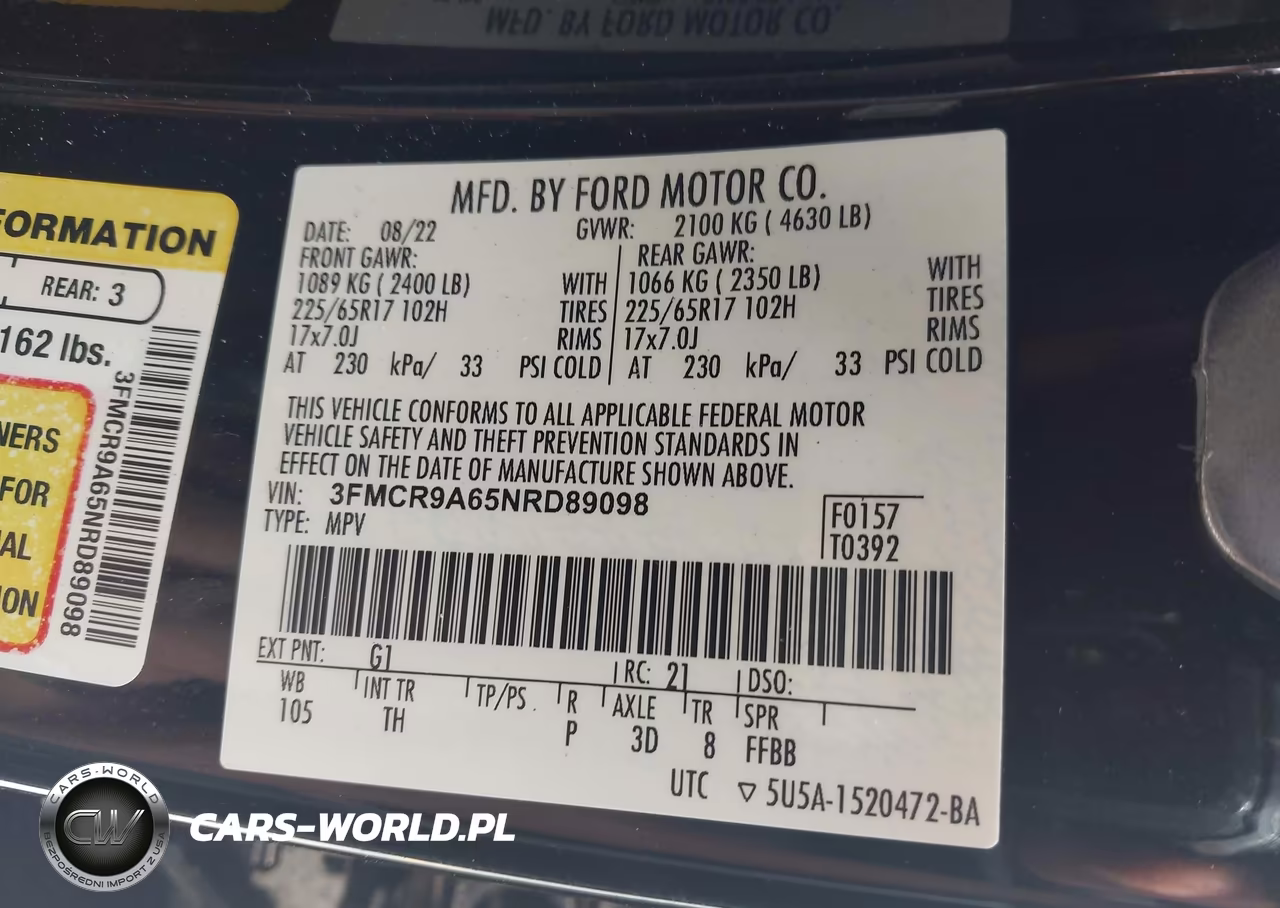 2022 Ford Bronco Sport VIN:3FMCR9A65NRD89098 - 9