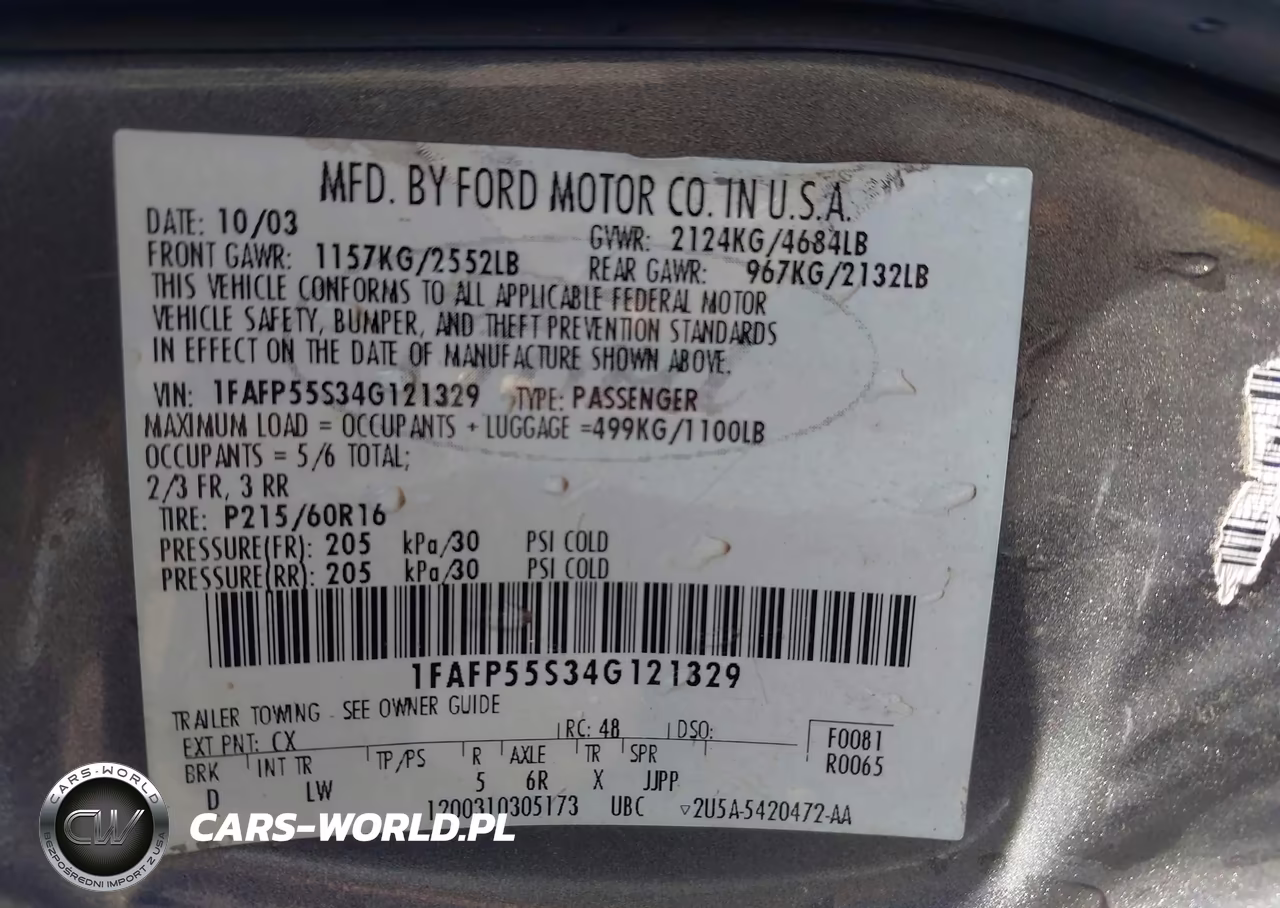 2004 Ford Taurus Ses VIN:1FAFP55S34G121329 - 9
