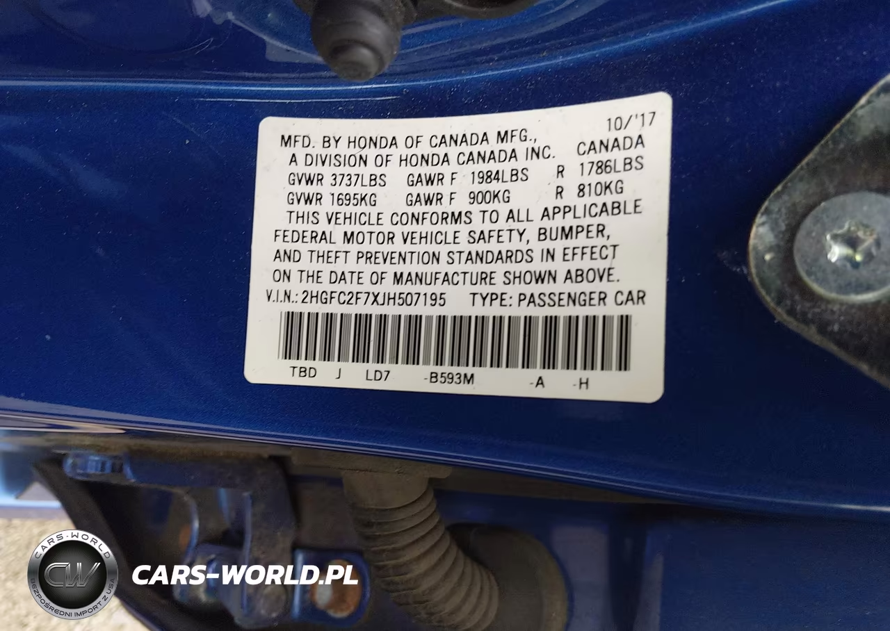 2018 Honda Civic Ex VIN:2HGFC2F7XJH507195 - 9