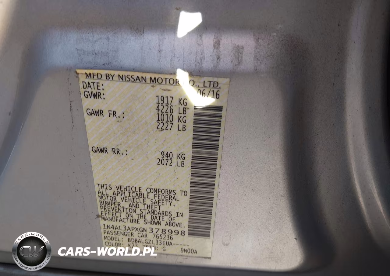 2016 Nissan Altima 2.5 S VIN:1N4AL3APXGN378998 - 9