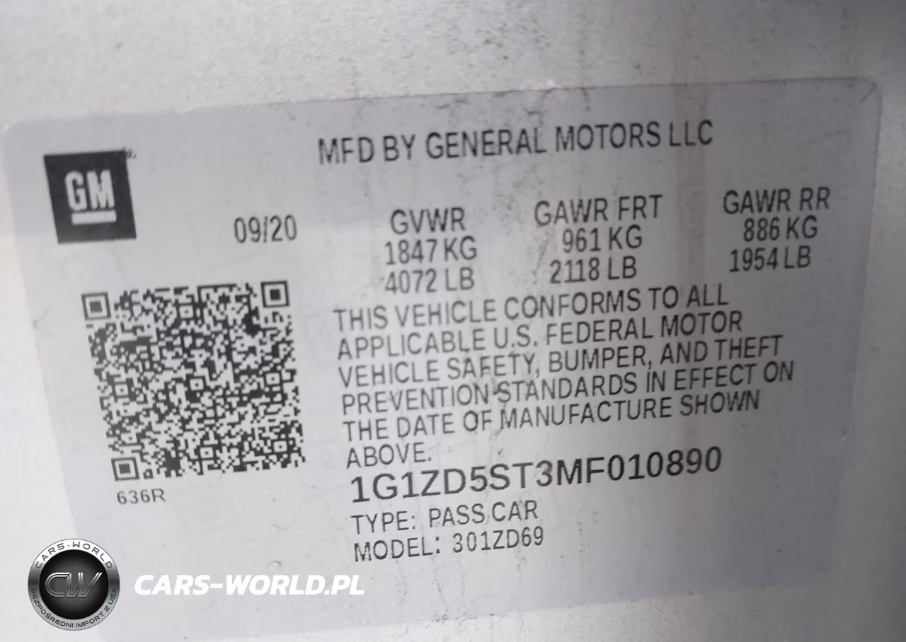 2021 Chevrolet Malibu Fwd Lt VIN:1G1ZD5ST3MF010890 - 9