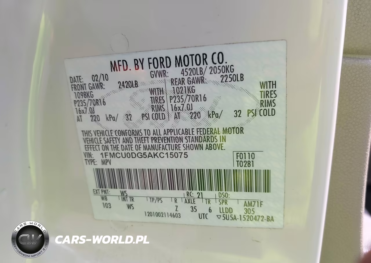 2010 Ford Escape Xlt VIN:1FMCU0DG5AKC15075 - 9