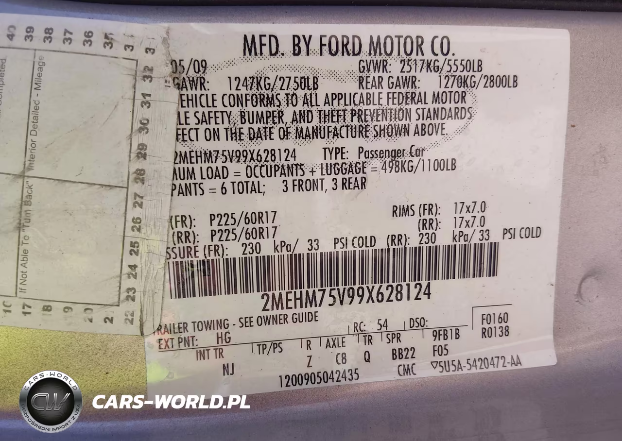 2009 Mercury Grand Marquis Ls (Fleet Only) VIN:2MEHM75V99X628124 - 9
